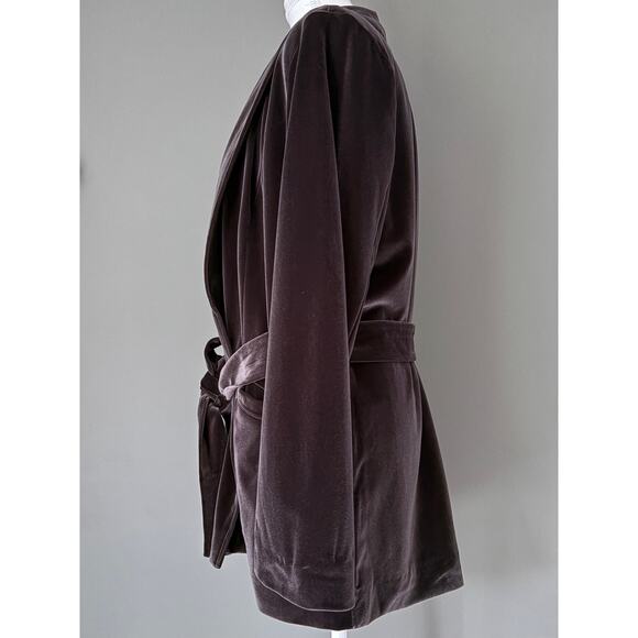 Velvet Belted Blazer Jacket Shawl Collar Plush Beautiful by Lawrence Zarian M - Picture 4 of 13